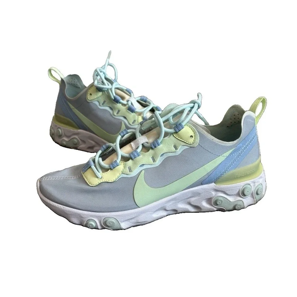 Nike React Element 55 Frosted Spruce White Blue Green Running Shoe Sz 8.5 BQ2728